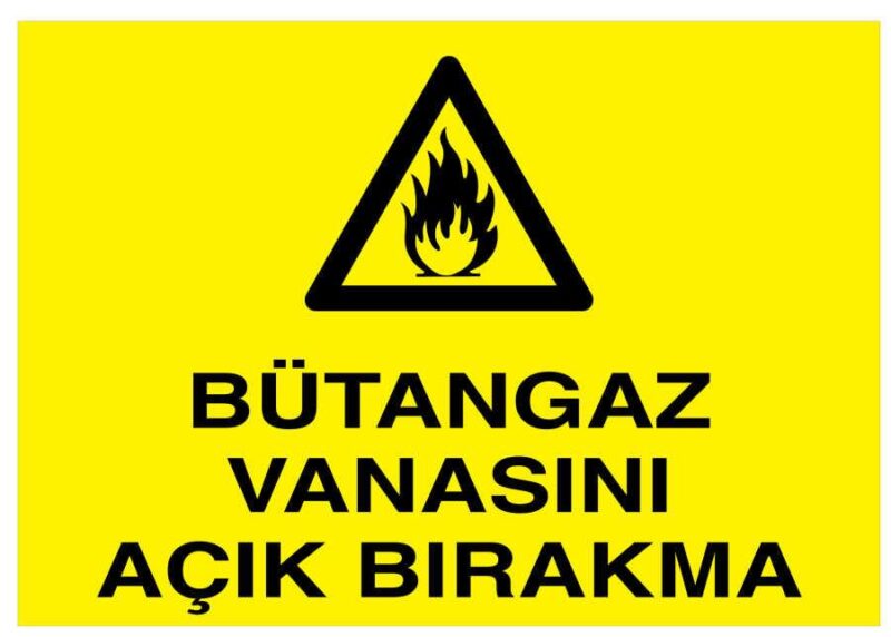 Bütangaz Vanasını Açık Bırakma İş Güvenliği Levhası - Tabelası