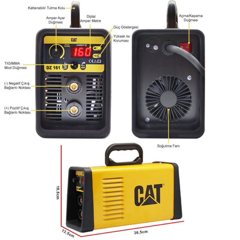 CAT DZ161 160 Amper TIG LIFT/MMA Çanta Tipi Profesyonel Dijital İnverter Kaynak Makinesi - Görsel 14
