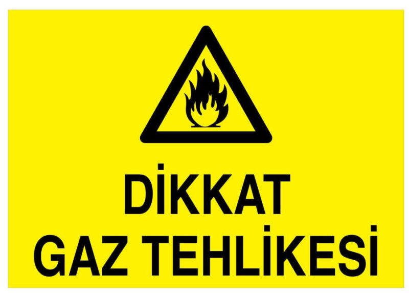 Dikkat Gaz Tehlikesi İş Güvenliği Levhası - Tabelası