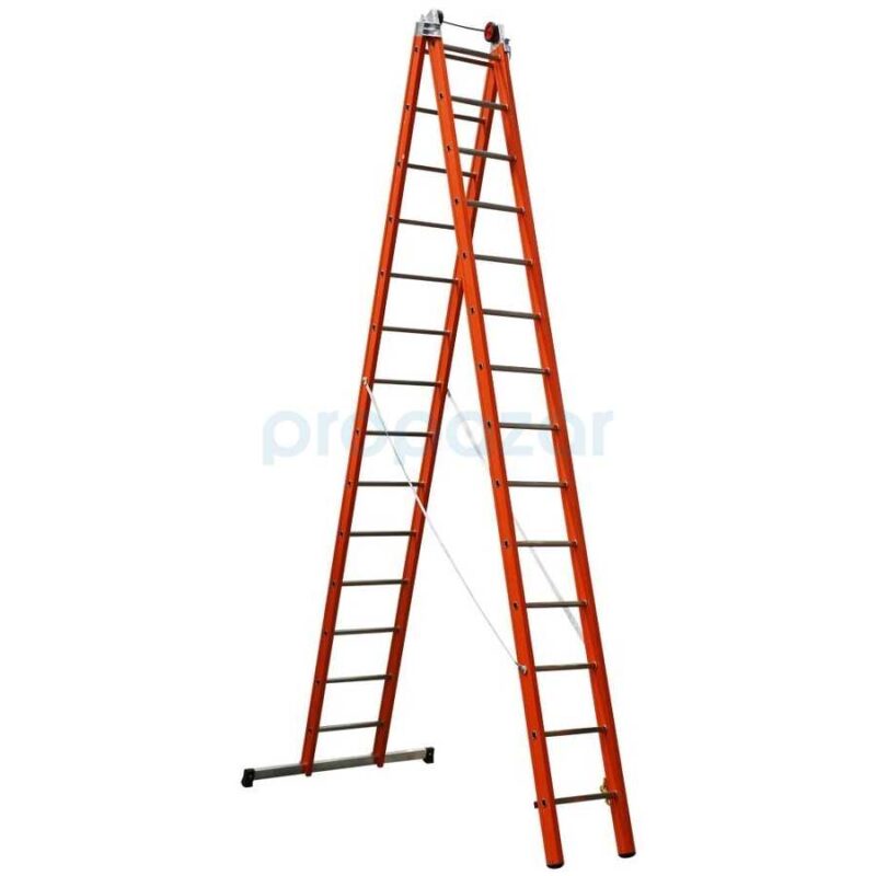 FS8 - 14 Basamaklı İki Parçalı Fiberglas Elektrik Yalıtımlı Merdiven V2