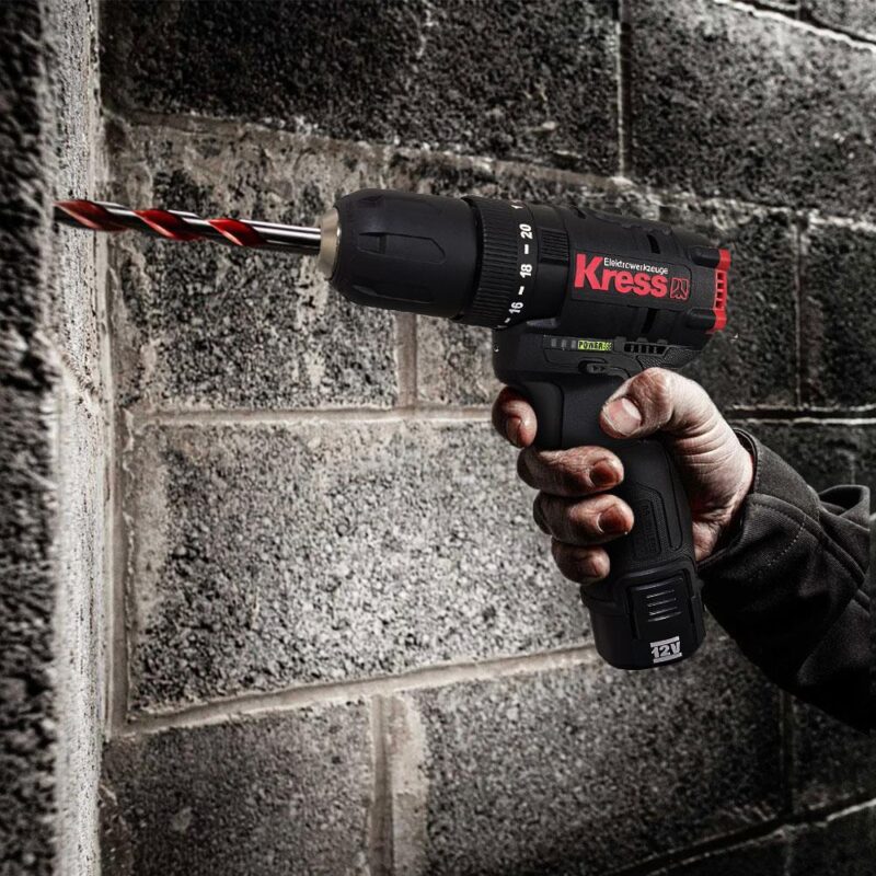 Kress KUC12 12Volt/2.0Ah Li-ion Çift Akülü Kömürsüz Profesyonel Şarjlı Darbeli Matkap - Görsel 5