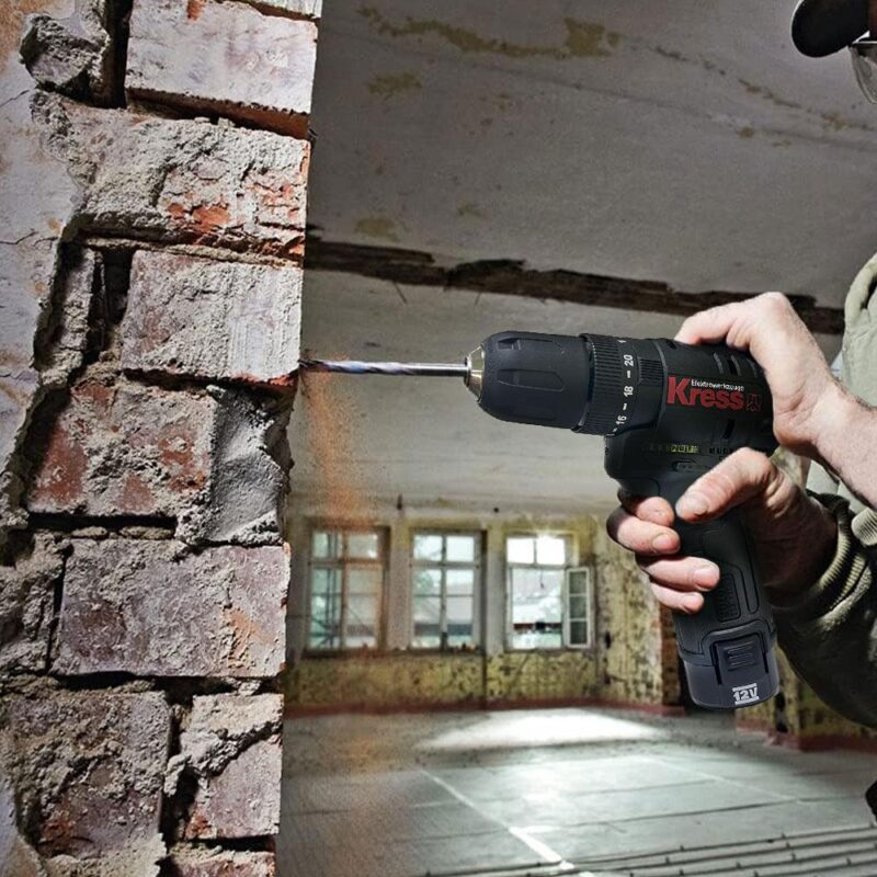 Kress KUC12 12Volt/2.0Ah Li-ion Çift Akülü Kömürsüz Profesyonel Şarjlı Darbeli Matkap - Görsel 10