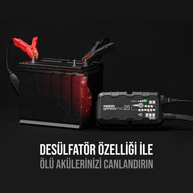 NOCO GENIUSPRO25 6V/12V/24V 1000A Akıllı Akü Şarj ve Akü Bakım/Desülfatör/Power Supply - Görsel 3