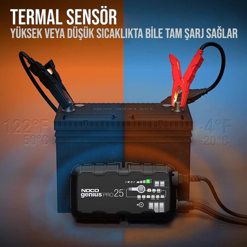 NOCO GENIUSPRO25 6V/12V/24V 1000A Akıllı Akü Şarj ve Akü Bakım/Desülfatör/Power Supply - Görsel 8