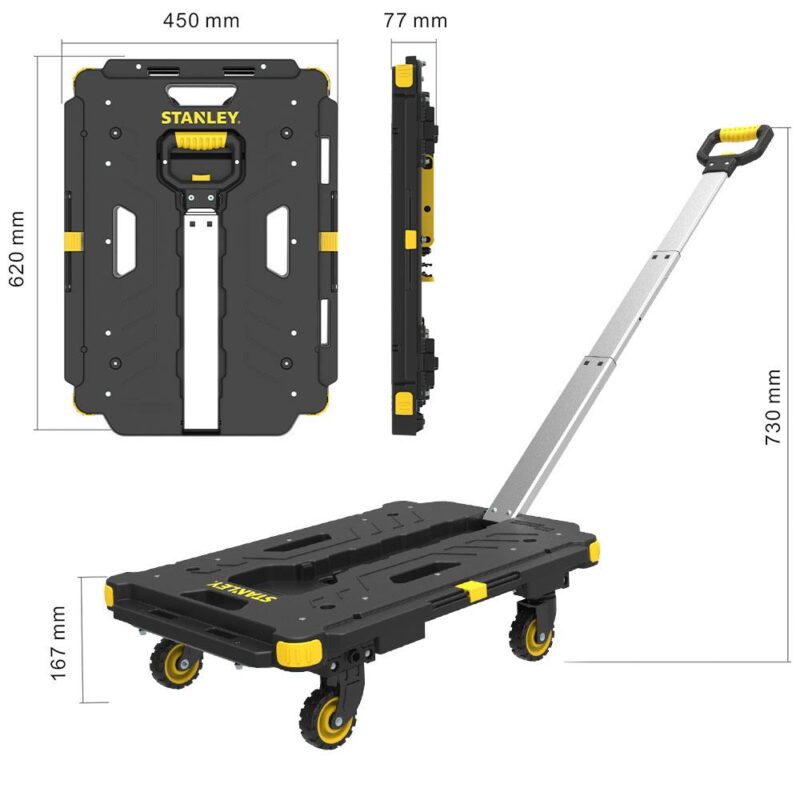 STANLEY PC532B 137kg 62x45cm Dört Tekerli Çekme Kollu Yük ve Paket Taşıma Arabası + FT505 Çok Amaçlı Taşıma Sepeti - Görsel 8