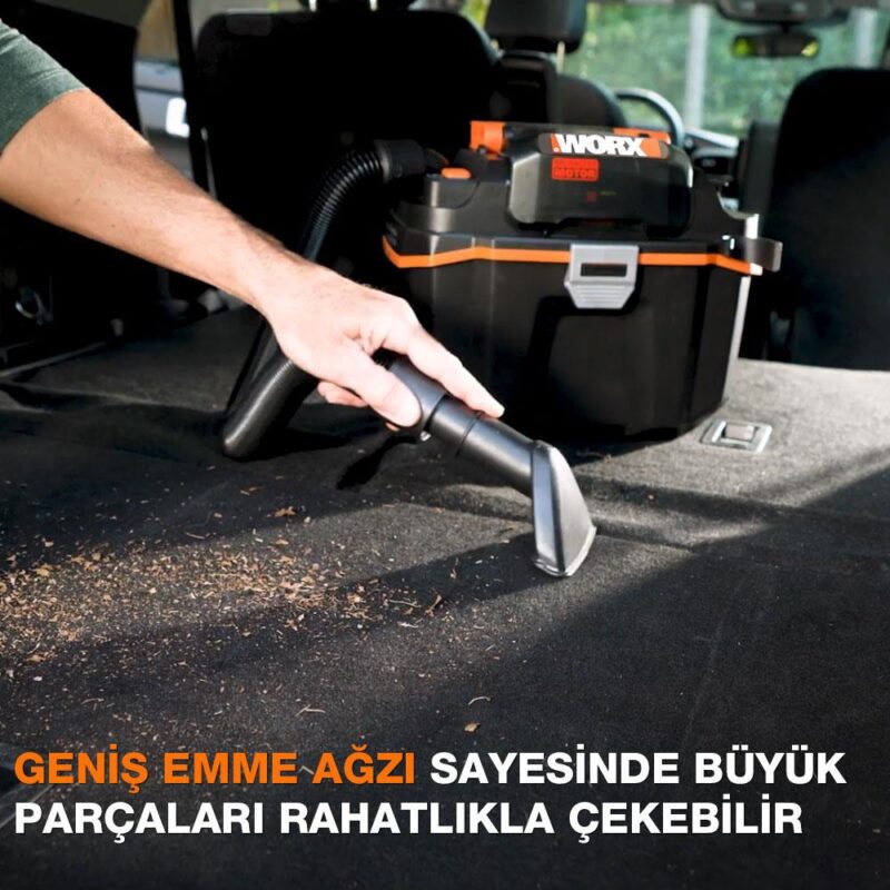 WORX WX031 20Volt 4.0Ah. 200W/16Kpa Li-ion Kömürsüz Flexi Esnek Hortumlu Profesyonel Şarjlı Islak/Kuru Süpürge & Üfleme - Görsel 6
