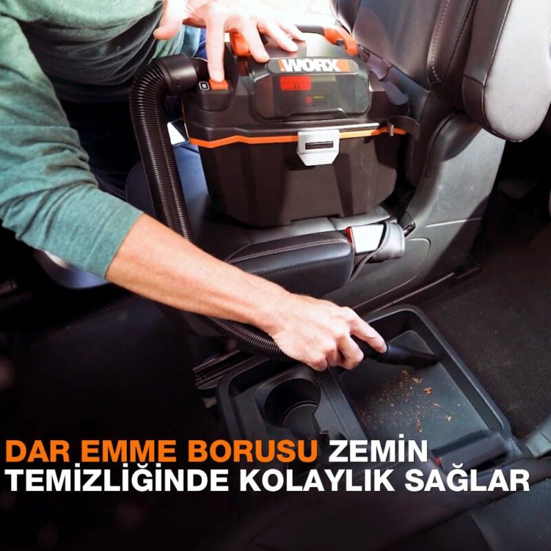 WORX WX031 20Volt 4.0Ah. 200W/16Kpa Li-ion Kömürsüz Flexi Esnek Hortumlu Profesyonel Şarjlı Islak/Kuru Süpürge & Üfleme - Görsel 7