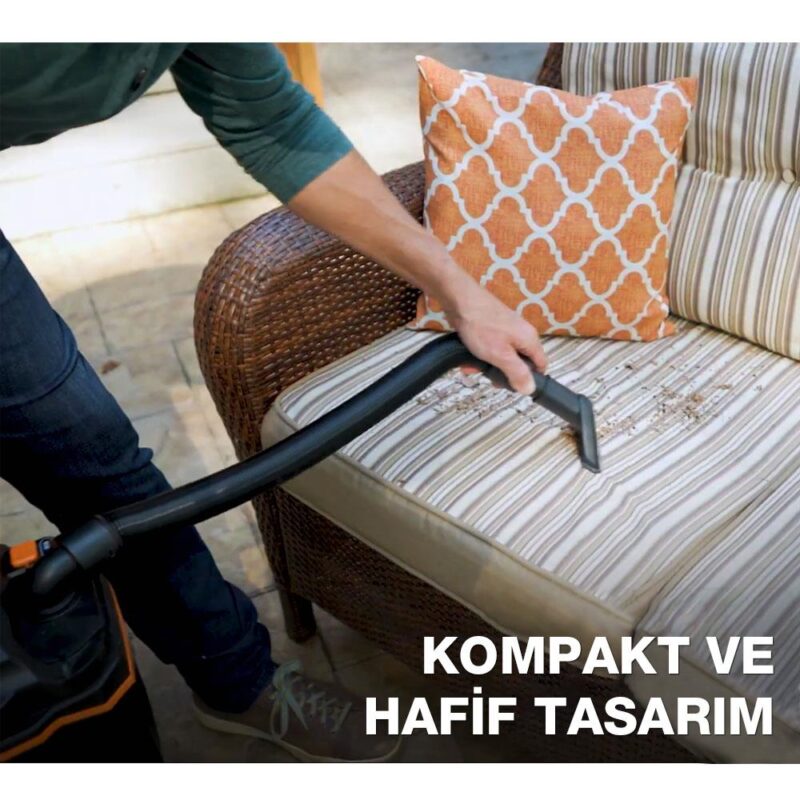 WORX WX031 20Volt 4.0Ah. 200W/16Kpa Li-ion Kömürsüz Flexi Esnek Hortumlu Profesyonel Şarjlı Islak/Kuru Süpürge & Üfleme - Görsel 9