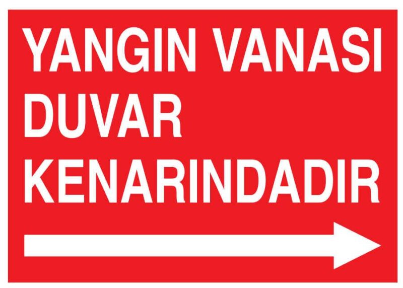 Yangın Vanası Duvar Kenarındadır Sağ İş Güvenliği Levhası