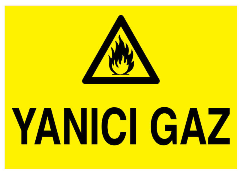 Yanıcı Gaz İş Güvenliği Levhası - Tabelası